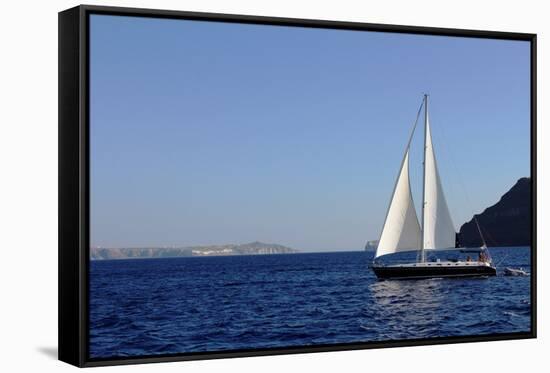 Sailboat on Aegean Sea Santorini Greece-null-Framed Stretched Canvas