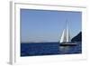 Sailboat on Aegean Sea Santorini Greece-null-Framed Photo