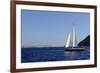 Sailboat on Aegean Sea Santorini Greece-null-Framed Photo