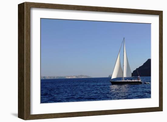 Sailboat on Aegean Sea Santorini Greece-null-Framed Photo