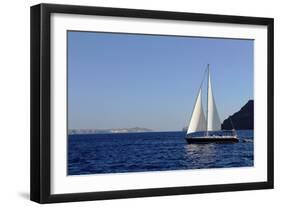 Sailboat on Aegean Sea Santorini Greece-null-Framed Photo