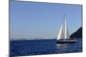 Sailboat on Aegean Sea Santorini Greece-null-Mounted Photo