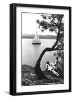 Sailboat on Lake Coeur d'Alene, Idaho-null-Framed Art Print