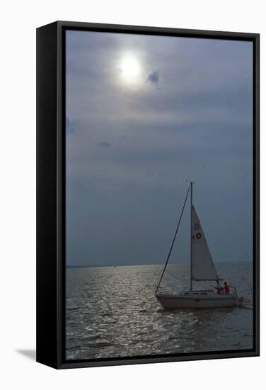 Sailboat on Lake Michigan, Indiana Dunes, Indiana, USA-Anna Miller-Framed Stretched Canvas