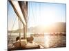 Sailboat on Sunset, Luxurious Water Transport, Bright Sun Light on the Sea, Evening Travel on Sail-Anna Omelchenko-Mounted Photographic Print