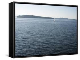 Sailboat on the Puget Sound Passes Blake Island, Washington State, United States of America-Aaron McCoy-Framed Stretched Canvas