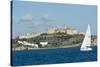 Sailboat Participating in Regatta, View of Ibiza Old Town and Dalt Vila, Ibiza-Emanuele Ciccomartino-Stretched Canvas