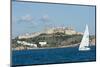 Sailboat Participating in Regatta, View of Ibiza Old Town and Dalt Vila, Ibiza-Emanuele Ciccomartino-Mounted Photographic Print