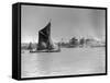 Sailboat Passes Ford Motor Works-null-Framed Stretched Canvas