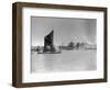 Sailboat Passes Ford Motor Works-null-Framed Photographic Print