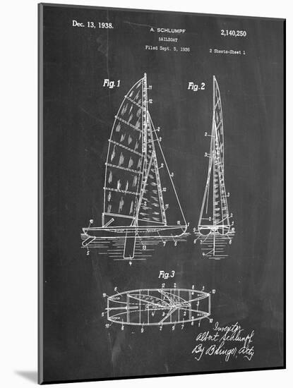 Sailboat Patent-null-Mounted Art Print