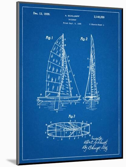 Sailboat Patent-null-Mounted Art Print