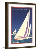 Sailboat Poster, San Diego, California-null-Framed Art Print