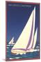 Sailboat Poster, San Diego, California-null-Mounted Art Print