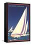 Sailboat Poster, San Diego, California-null-Framed Stretched Canvas