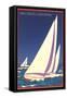 Sailboat Poster, San Diego, California-null-Framed Stretched Canvas