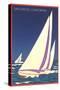 Sailboat Poster, San Diego, California-null-Stretched Canvas