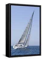 Sailboat Racing in the Blue and Calm Ocean against Sky-Nosnibor137-Framed Stretched Canvas