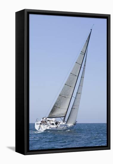 Sailboat Racing in the Blue and Calm Ocean against Sky-Nosnibor137-Framed Stretched Canvas