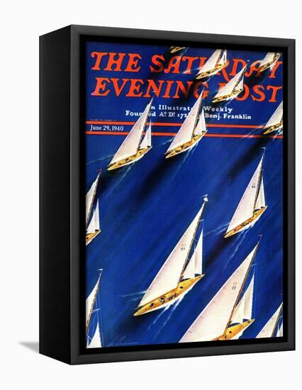 "Sailboat Regatta," Saturday Evening Post Cover, June 29, 1940-Ski Weld-Framed Stretched Canvas