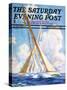 "Sailboat Regatta," Saturday Evening Post Cover, September 8, 1934-Anton Otto Fischer-Stretched Canvas