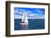 Sailboat Sailing in the Morning with Blue Cloudy Sky-elenathewise-Framed Photographic Print