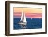 Sailboat Sailing towards Sunset on a Calm Evening-elenathewise-Framed Photographic Print