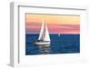 Sailboat Sailing towards Sunset on a Calm Evening-elenathewise-Framed Photographic Print