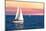 Sailboat Sailing towards Sunset on a Calm Evening-elenathewise-Mounted Photographic Print