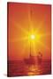 Sailboat Silhouette at Sunset-null-Stretched Canvas