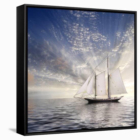 Sailboat Sun And Sky-rolffimages-Framed Stretched Canvas