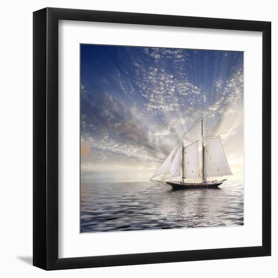 Sailboat Sun And Sky-rolffimages-Framed Art Print