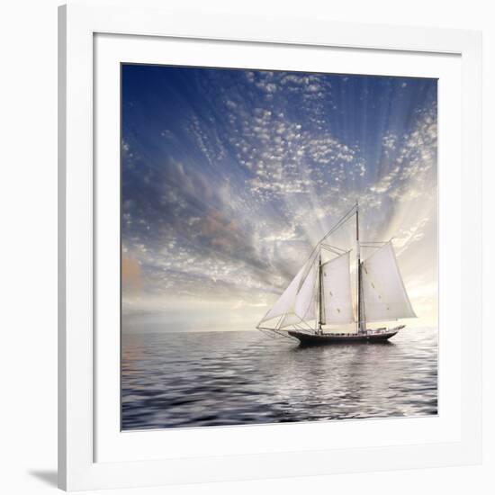 Sailboat Sun And Sky-rolffimages-Framed Art Print