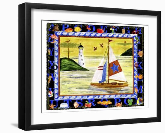 Sailboat Sunset Alphabet Beach-Cheryl Bartley-Framed Giclee Print