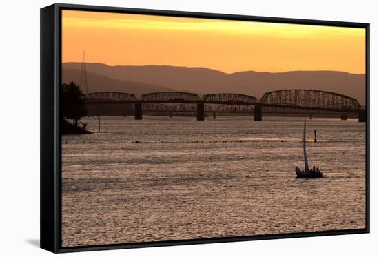 Sailboat Sunset-bfoxfoto-Framed Stretched Canvas