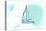 Sailboat - Teal - Coastal Icon-Lantern Press-Stretched Canvas