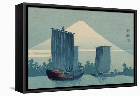 Sailboats and Mount Fuji.-Uehara Konen-Framed Stretched Canvas