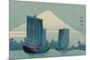 Sailboats and Mount Fuji.-Uehara Konen-Mounted Premium Giclee Print