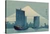 Sailboats and Mount Fuji.-Uehara Konen-Stretched Canvas