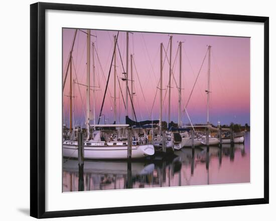 Sailboats at Dusk, Chesapeake Bay, Virginia, USA-Charles Gurche-Framed Photographic Print