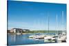 Sailboats at harbor, Collingwood Harbor, Ontario, Canada-null-Stretched Canvas