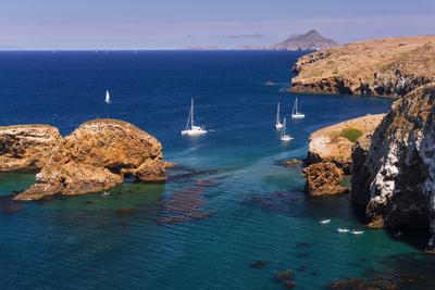 'Sailboats at Scorpion Cove, Santa Cruz Island, Channel Islands ...