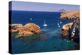 Sailboats at Scorpion Cove, Santa Cruz Island, Channel Islands National Park, California-Russ Bishop-Stretched Canvas