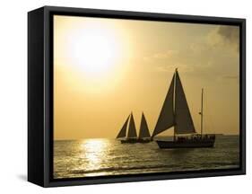 Sailboats at Sunset, Key West, Florida, United States of America, North America-Robert Harding-Framed Stretched Canvas