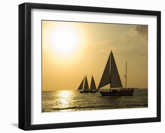 Sailboats at Sunset, Key West, Florida, United States of America, North America-Robert Harding-Framed Premium Photographic Print