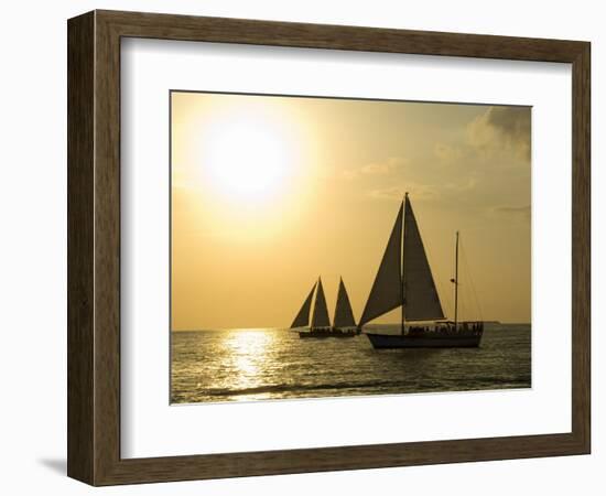 Sailboats at Sunset, Key West, Florida, United States of America, North America-Robert Harding-Framed Photographic Print