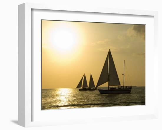 Sailboats at Sunset, Key West, Florida, United States of America, North America-Robert Harding-Framed Photographic Print