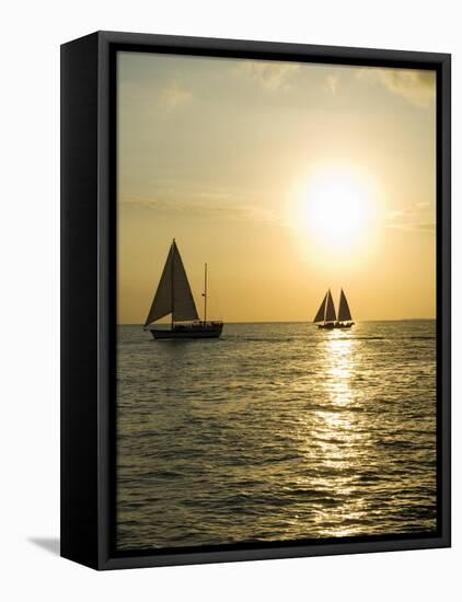 Sailboats at Sunset, Key West, Florida, United States of America, North America-Robert Harding-Framed Stretched Canvas