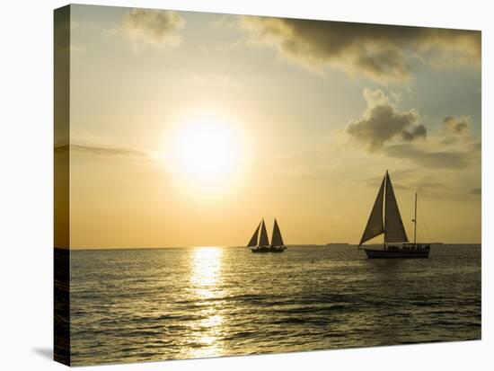 Sailboats at Sunset, Key West, Florida, USA-R H Productions-Stretched Canvas