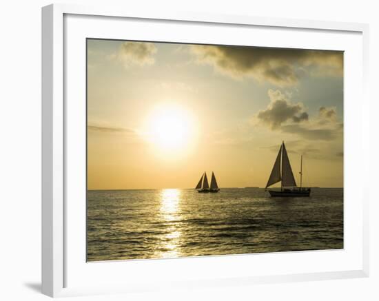 Sailboats at Sunset, Key West, Florida, USA-R H Productions-Framed Photographic Print